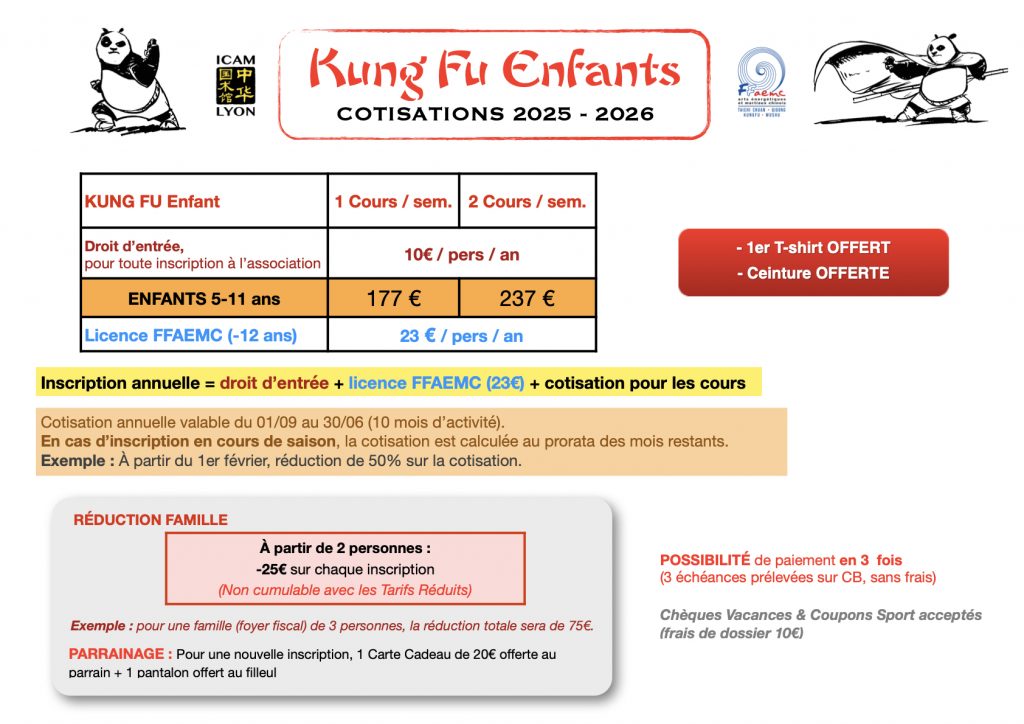 tarifs Kung Fu enfant lyon