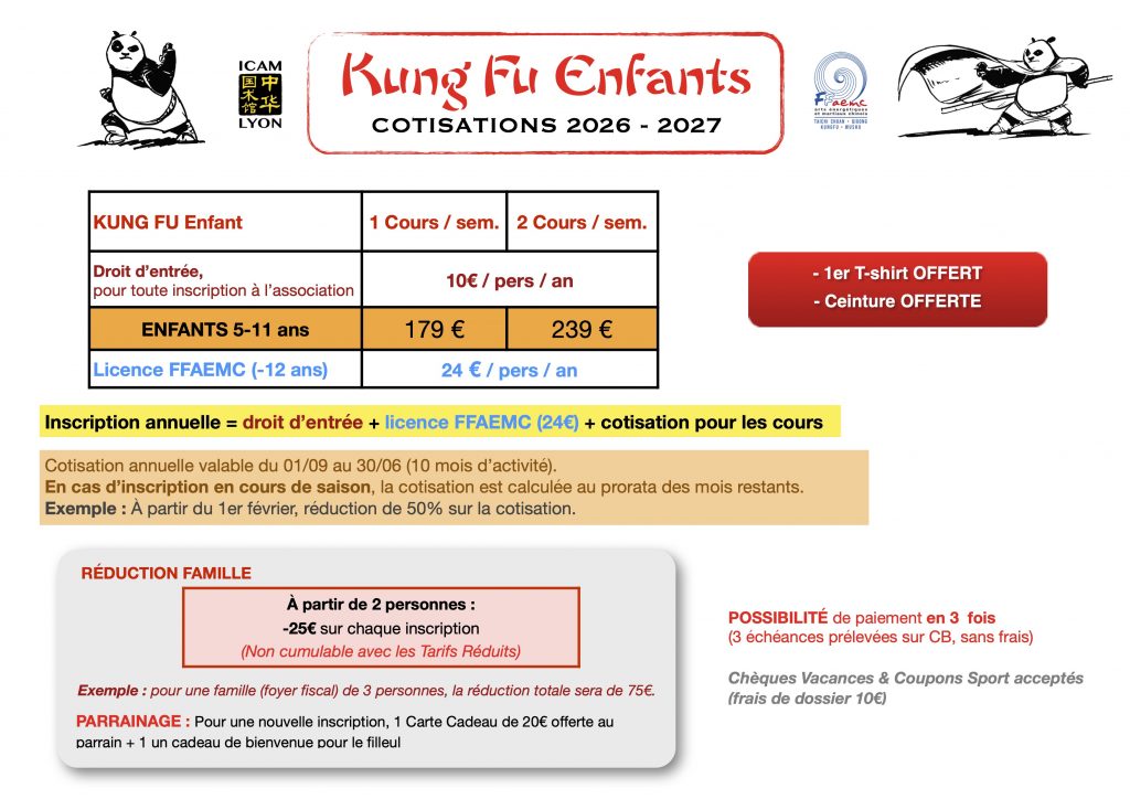 tarifs Kung Fu enfants lyon